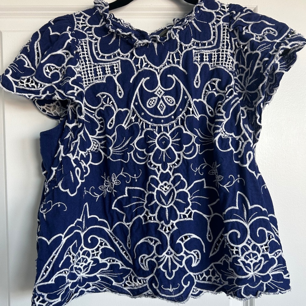 The Lainie High-Neck Lace Cutwork Blouse